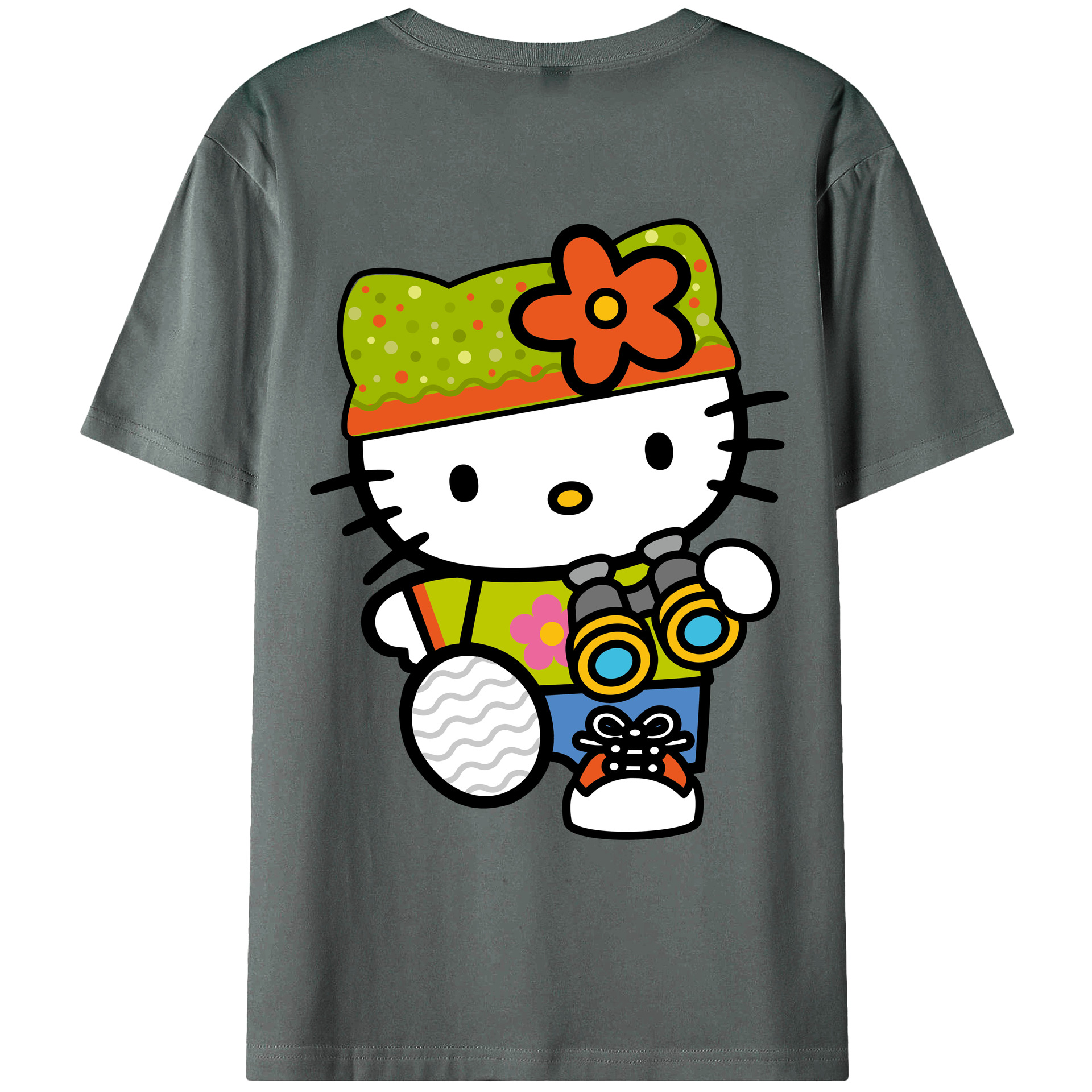 （画像用） Hello Kitty ハローキティ 綿100％ メンズ半袖Tシャツ（バックプリント） 通気性